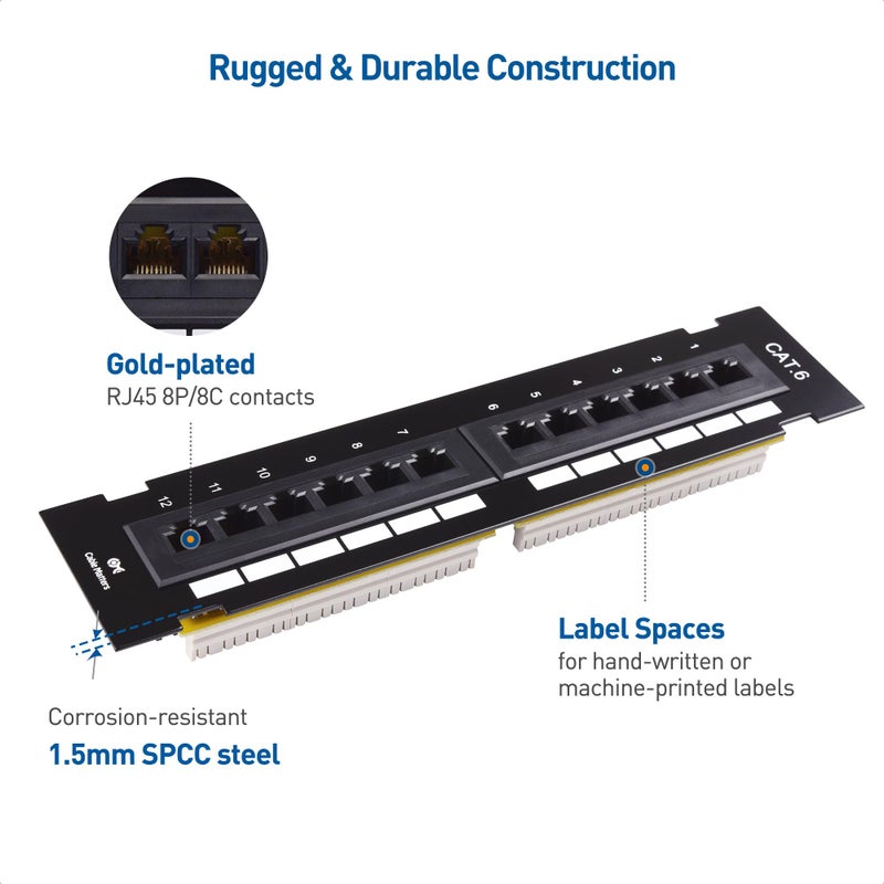 Cable Matters [UL Listed] Mini 12-Port Vertical Patch Panel with 89D Bracket, Compact 10 Inch Patch Panel with 10 Gigabit Ethernet - Image 3
